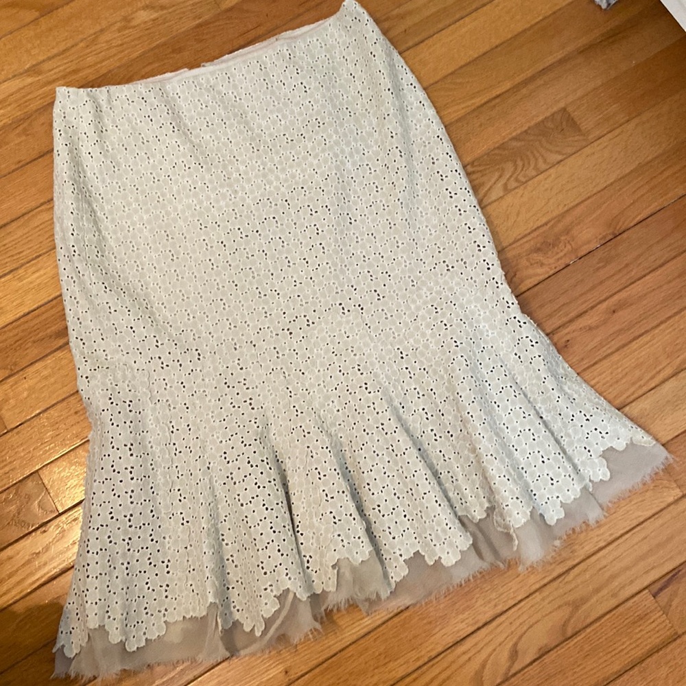 Elie Tahari- ivory eyelet skirt